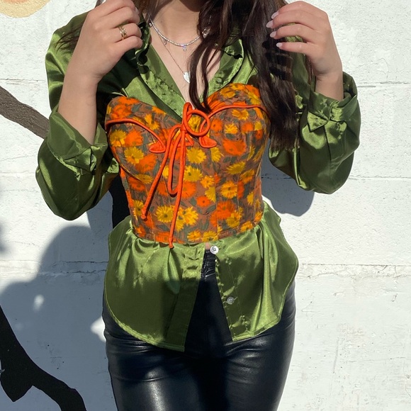 Vintage Handstitched Floral Corset Tube Top - Picture 3 of 3